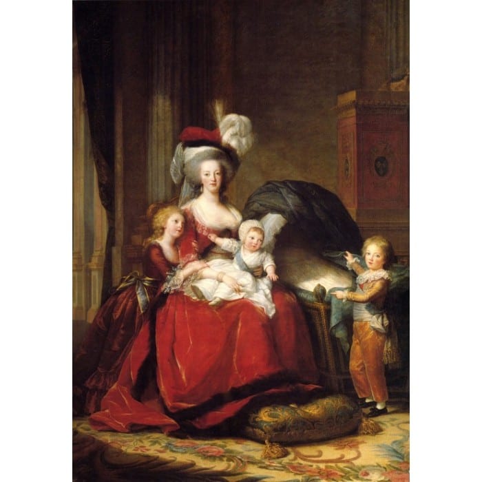 Il dipinto di Elisabeth Le Brun, Maria Antonietta e i suoi figli. Colori ad olio su tela. Dipinto nel 1787.
